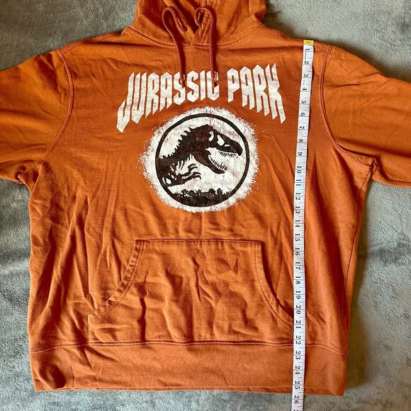 Jurassic World Hoodie Orange Graphic Dinosaur Bone T-Rex Universal Men's XL - Picture 6 of 6